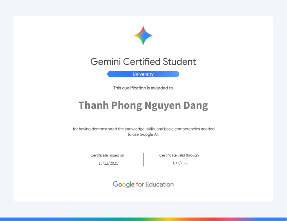 Gemini Certified University Student badge
